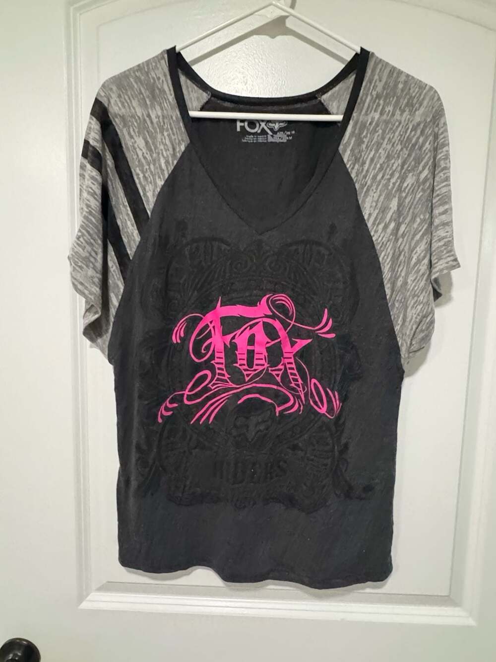 Fox Racing Y2K Moto Graphic Raglan Tee Women’s M Streetwear Grunge